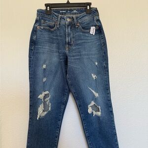 Old Navy Blue Straight Leg Jeans with Distressed Details